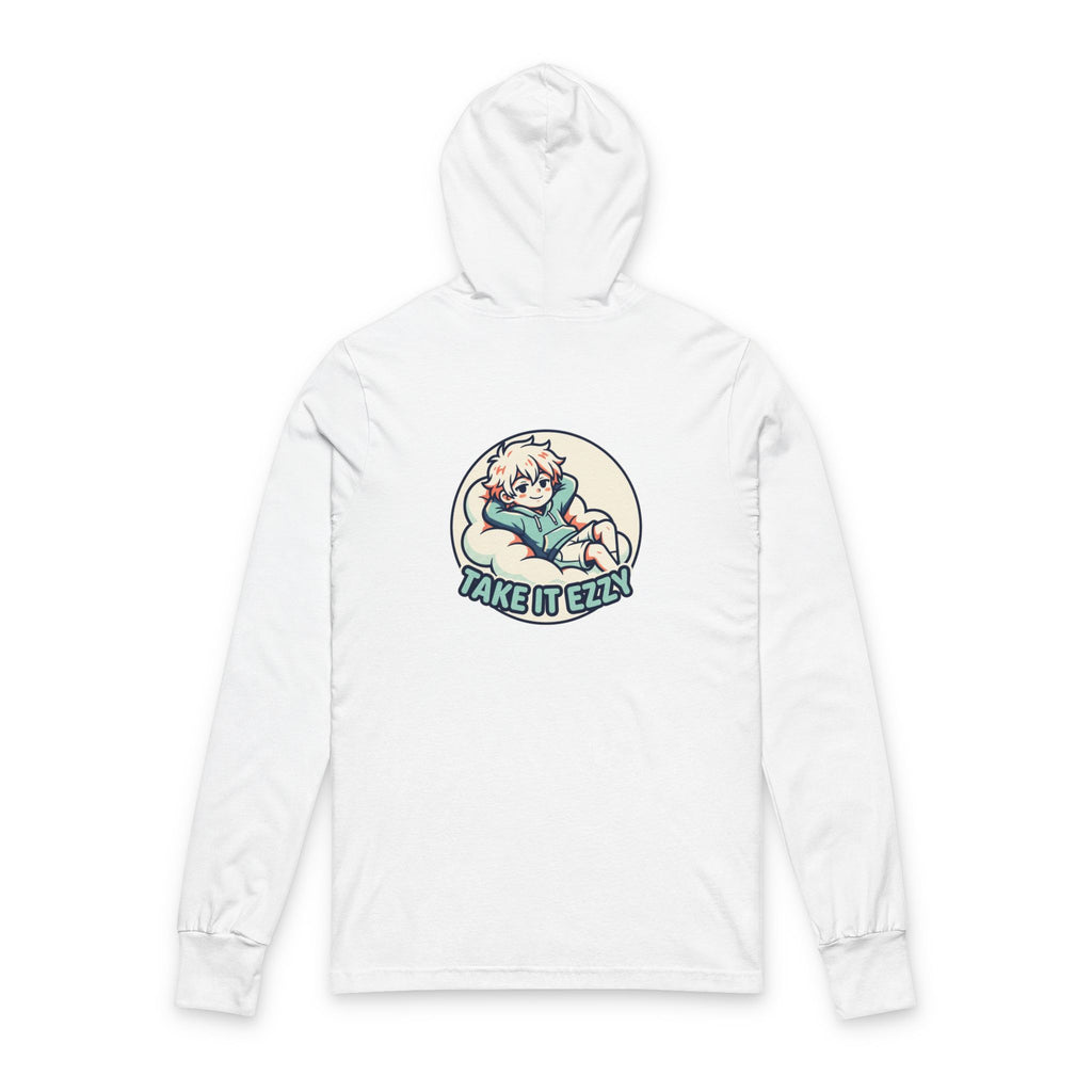 Hooded Long Sleeve Tee - 'Take It Eazy' Relaxed Anime Character Graphic