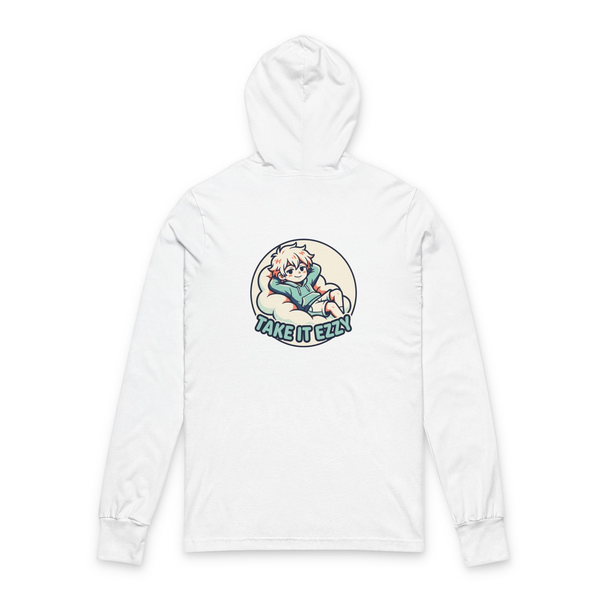 Hooded Long Sleeve Tee - 'Take It Eazy' Relaxed Anime Character Graphic