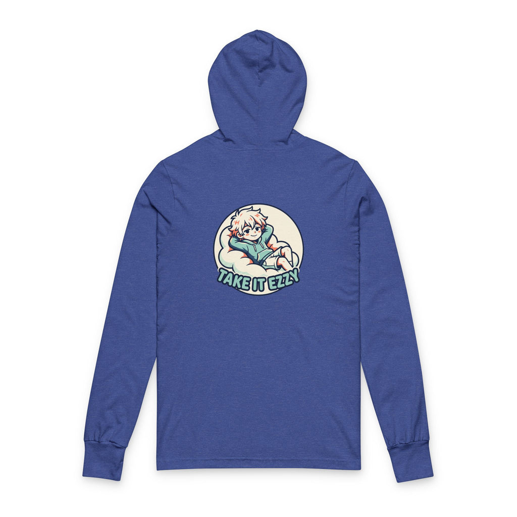 Hooded Long Sleeve Tee - 'Take It Eazy' Relaxed Anime Character Graphic